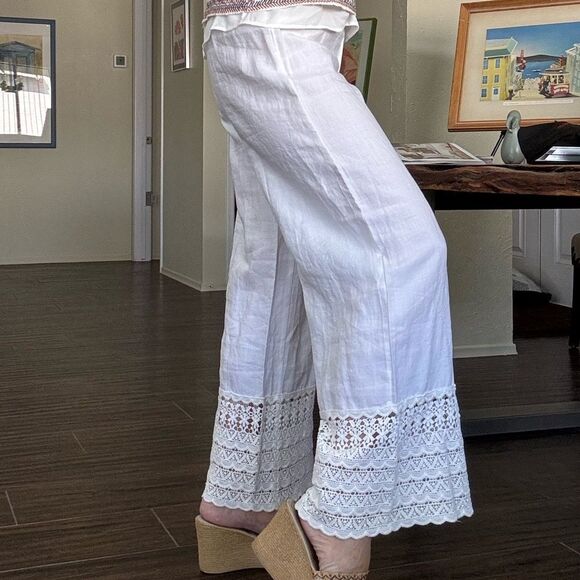 Chico’s Crochet Hem Linen Pants – Optic White – Size O (Regular)✨ - Picture 10 of 16